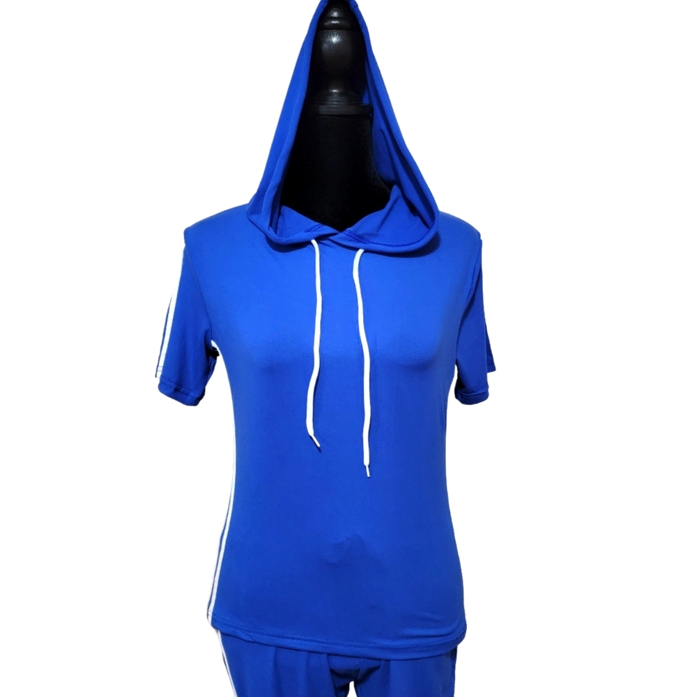 BUZZ Women's 2pc Athletic Wear Blue& White L